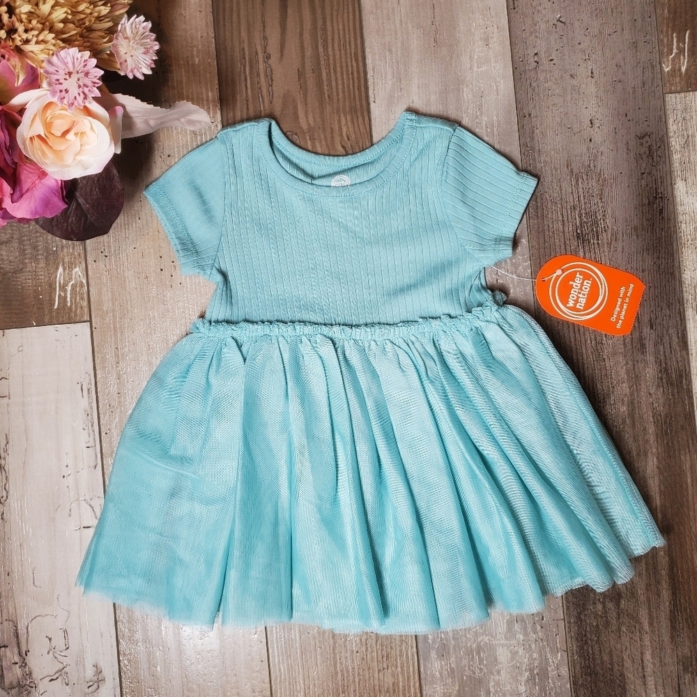 NWT Wonder Nation Baby Toddler Girls Tutu Dress Size 12m Seafoam Green
